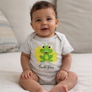 Puerto Rico Gray Frog Baby Onesie